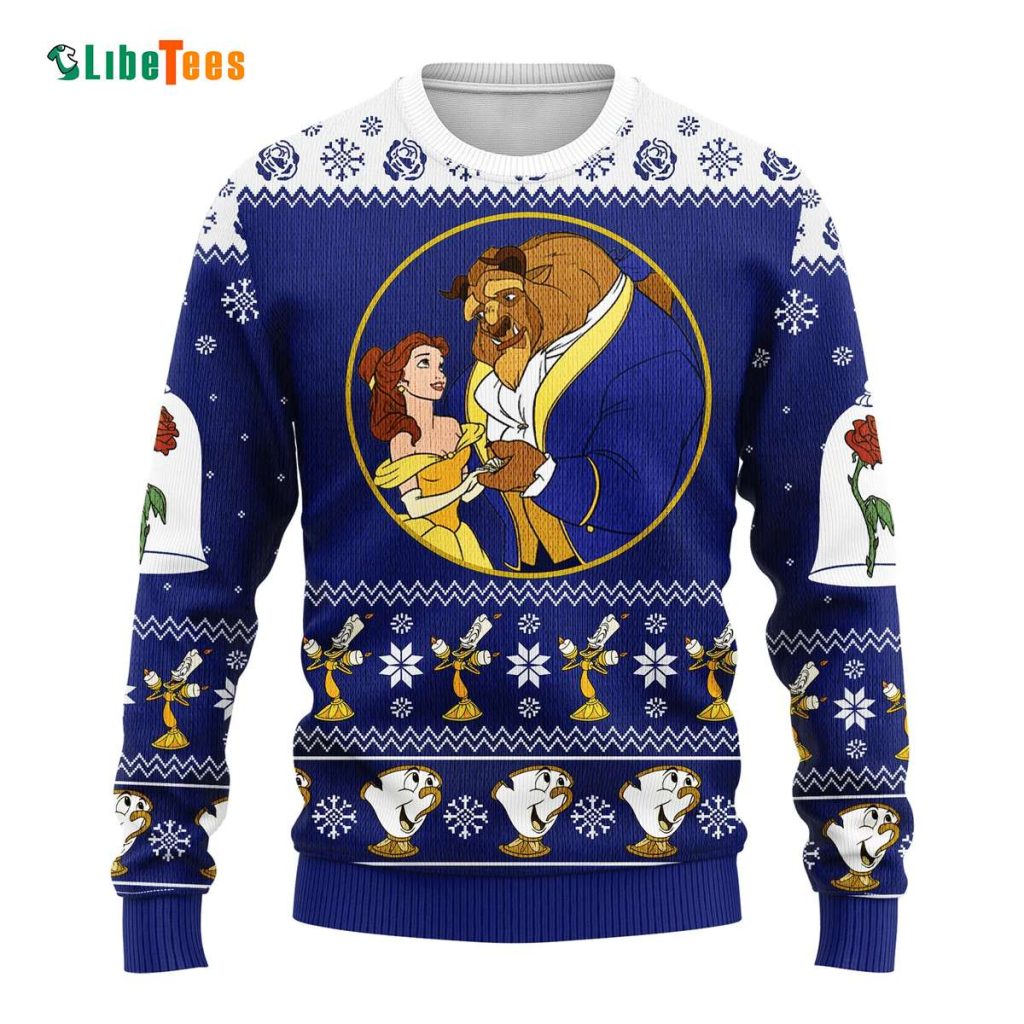 Beauty And The Beast Blue Christmas Sweater