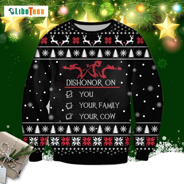 Dishonor On You Your Family Your Cow, Disney Ugly Christmas Sweater