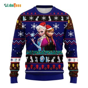 Elsa And Anna Wear Santa Hat, Disney Ugly Christmas Sweater