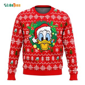Santa Donald Duck Face, Disney Ugly Christmas Sweater