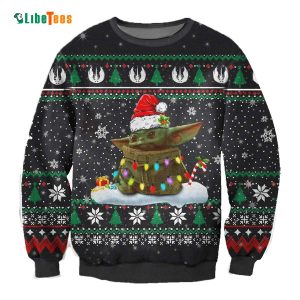 Santa Grogu Black Sweater, Star Wars Ugly Christmas Sweater