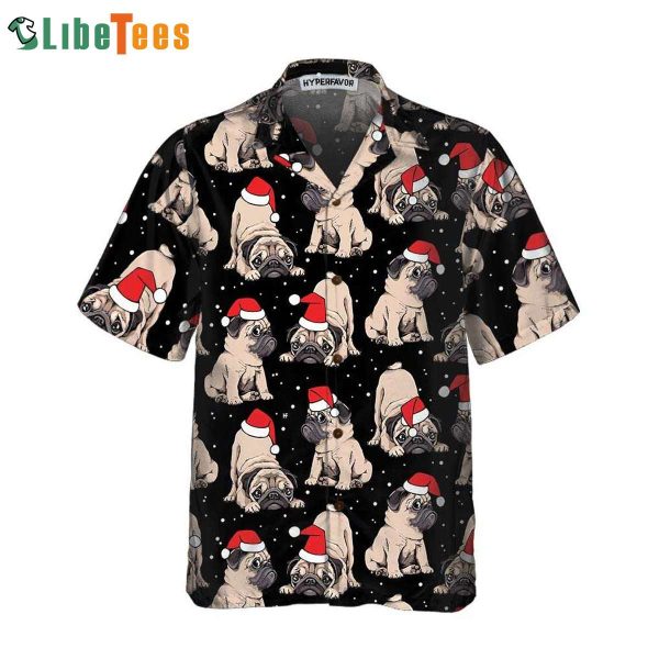 Adorable Christmas Pug Puppies, Xmas Hawaiian Shirts