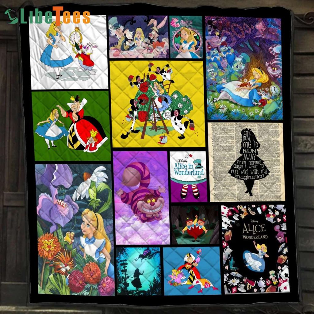 Alice In Wonderland Characters Disney Quilt Blanket, Gifts For Disney Lovers