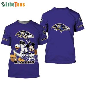 Baltimore Ravens Mickey Mouse And Friends Disney 3D T-shirt, Gifts For Disney Lovers