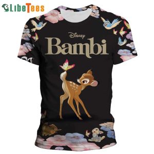 Bambi With Butterfly Disney 3D T-shirt, Gifts For Disney Lovers