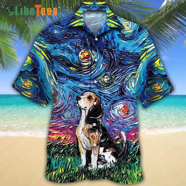 Beagle Dog Night Hawaiian Shirt, Dog Hawaiian Shirt