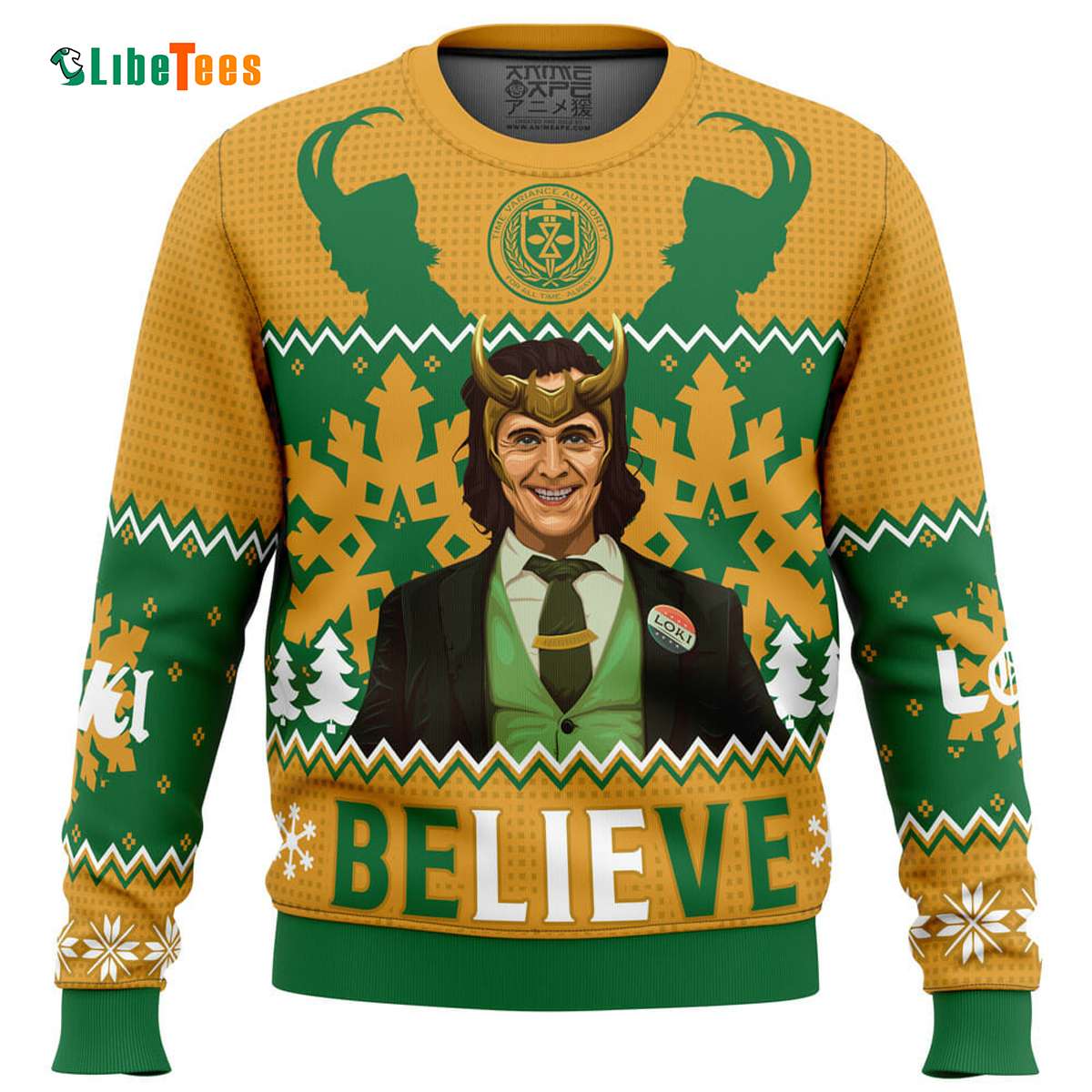 Belive Loki Yellow And Green Marvel Ugly Christmas Sweater