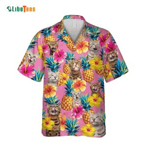 Bengal Cat Pineapples, Beach Relax Shirt,  Cat Hawaiian Shirt
