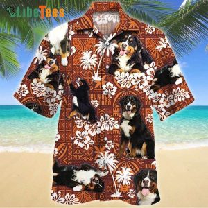 Bernese Mountain Dog Red Tribal, Dog Hawaiian Shirt