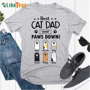 Best Cat Dad Ever Paws Down, Personalized T Shirts For Dad, Cute Gifts For Dad