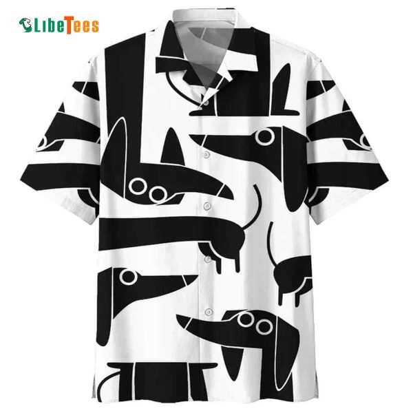 Black And White Dachshund Hawaiian Shirt, Dog Hawaiian Shirt