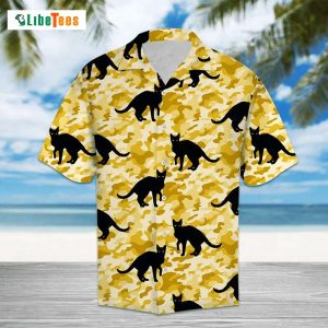 Black Cat Camouflage Summer Vibe, Cat Hawaiian Shirt
