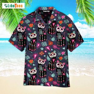 Black Cat Day Of The Dead, Cat Hawaiian Shirt