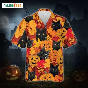 Black Cat Halloween, Cat Hawaiian Shirt