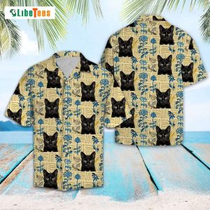 Black Cat Pattern Summer Vibe, Cat Hawaiian Shirt