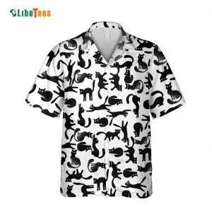 Black Cats Doodle Summer Vibe, Cat Hawaiian Shirt