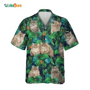British Longhaired Cats, Green Cat Hawaiian Shirt
