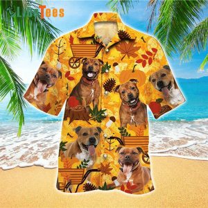 Brown Staffordshire Bull Terrier Hawaiian Shirt, Dog Hawaiian Shirt