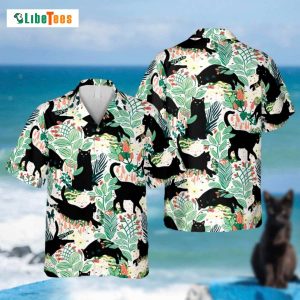 Cartoon Black Cat, Vintage Hawaiian Beach Shirt, Cat Hawaiian Shirt