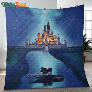 Castle And Mickey Mouse Disney Quilt Blanket, Gifts For Disney Lovers