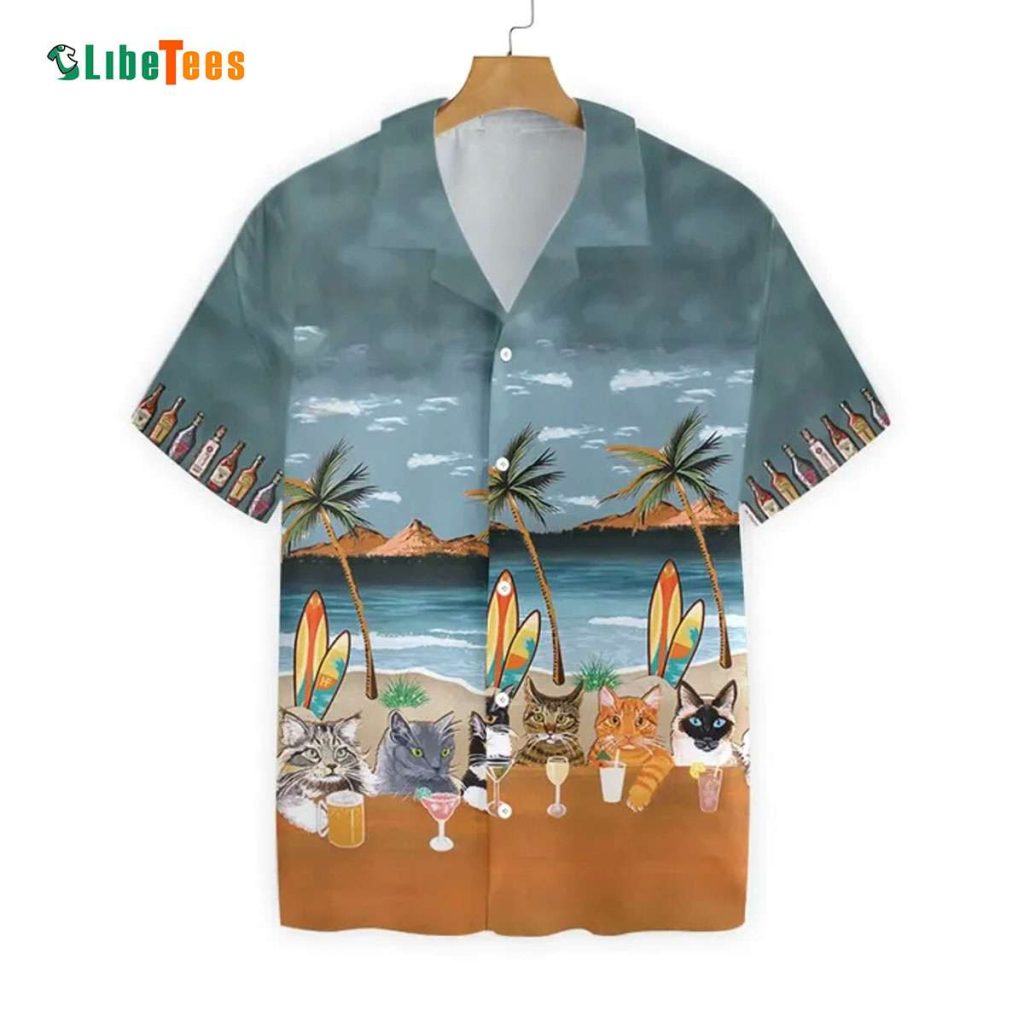 Cat Beer Alcohol Summer Vibe, Cat Hawaiian Shirt