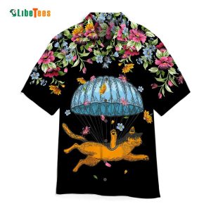 Cat diver Floral Love Skydiving, Cat Hawaiian Shirt
