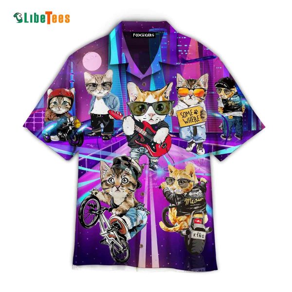 Cats On Street City, Cat Hawaiian Shirt