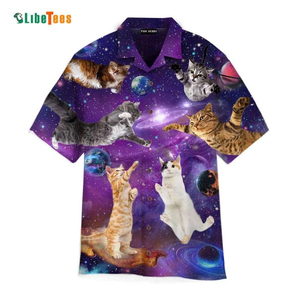 Cats Silhouette Of A Bright Galaxy, Cat Hawaiian Shirt