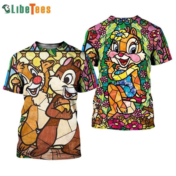 Chip And Dale Geometric Pattern Disney 3D T-shirt, Gifts For Disney Lovers