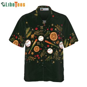 Christmas Baseball Pattern, Mens Christmas Hawaiian Shirt