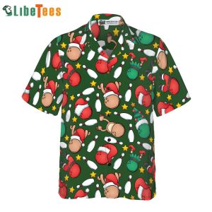 Christmas Bowling Pattern Shirt, Xmas Hawaiian Shirt