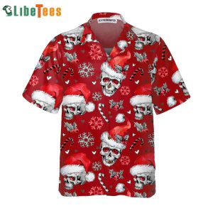 Christmas Skulls With Candy Canes Red Version, Santa Hawaiian Shirt