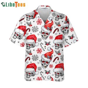 Christmas Skulls With Candy Canes White Version, Santa Hawaiian Shirt
