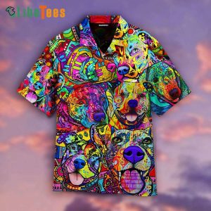 Colorful Abstract Pitbull Hawaiian Shirt, Dog Hawaiian Shirt