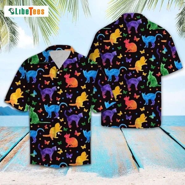 Colorful Cats Summer Vibe, Cat Hawaiian Shirt