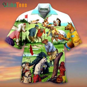 Colorful Golf Dog Art, Dog Hawaiian Shirt