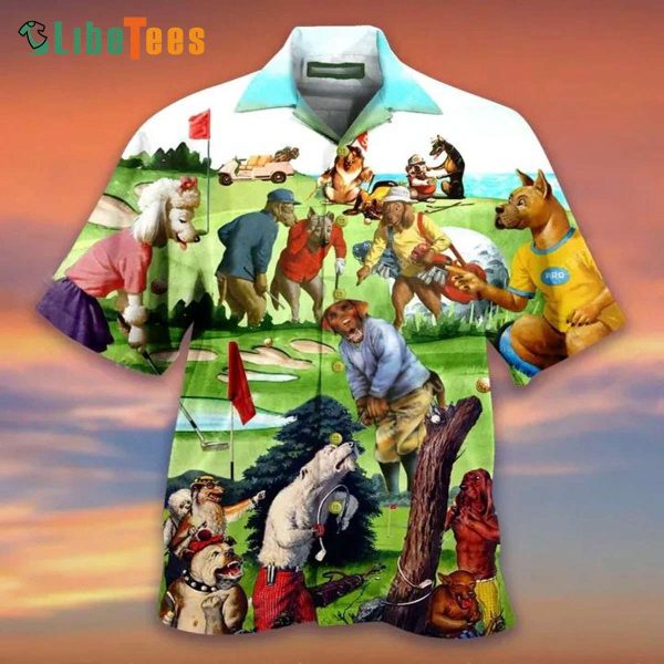 Colorful Golf Dog Art, Dog Hawaiian Shirt