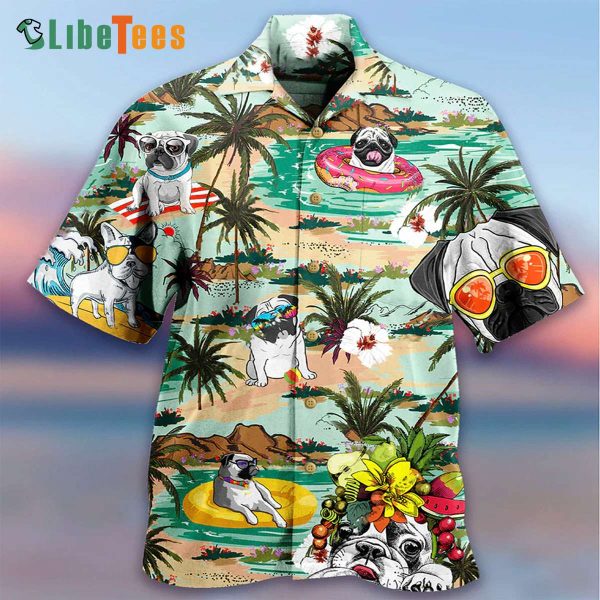 Cool Pug Loves Beach, Dog Hawaiian Shirt