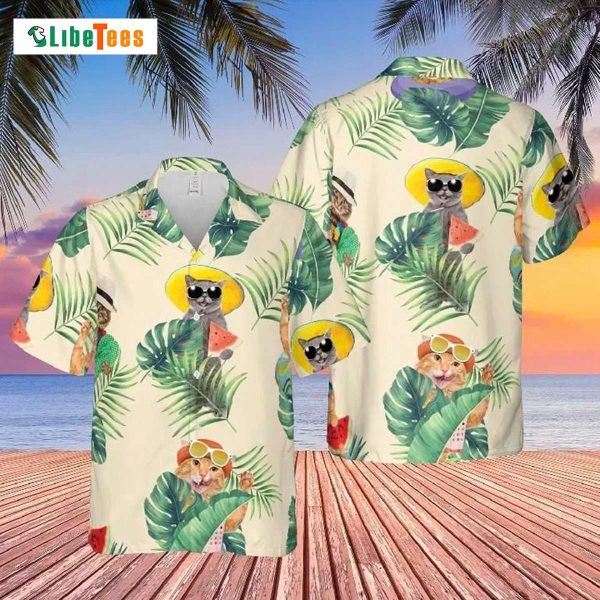 Cool Cat Tropical Beach Shirt, Cat Hawaiian Shirt