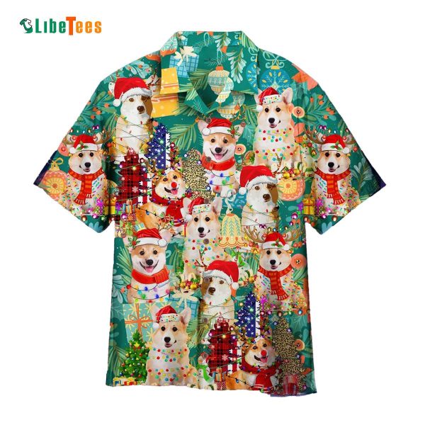 Corgi Merry Xmas, Christmas Hawaiian Shirt, Dog Hawaiian Shirt