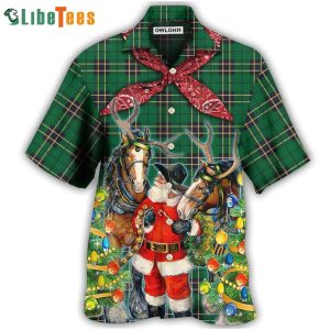 Cowboy Santa Christmas Green, Santa Hawaiian Shirt