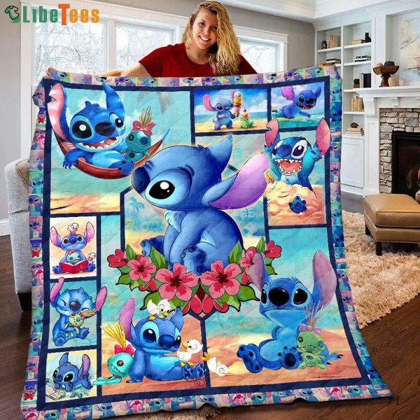 Cute Face Stitch Disney Quilt Blanket, Gifts For Disney Lovers