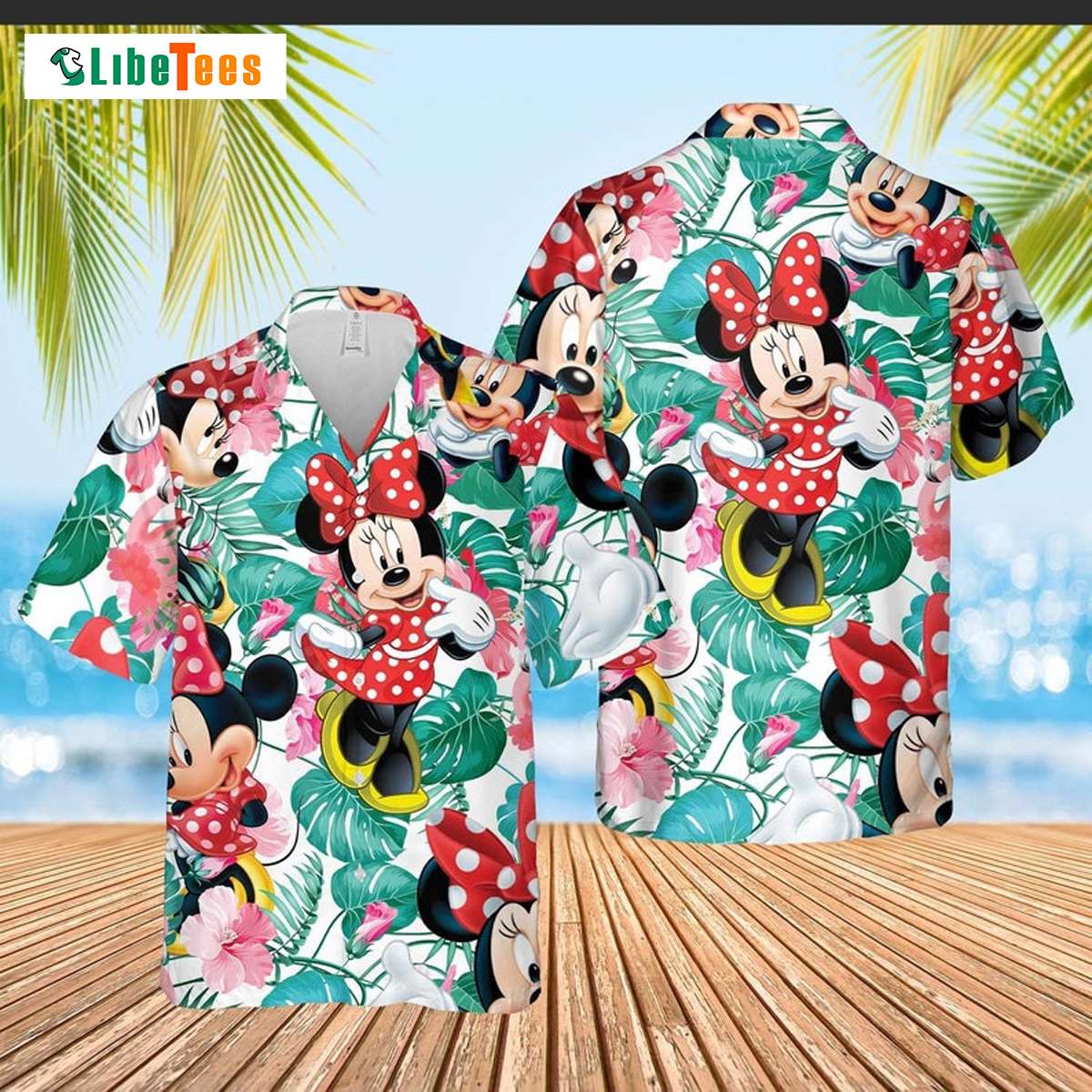 Cute Minnie Mouse Graphics Tropical Hibiscus, Disney Hawaiian Shirt