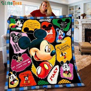 Cute Personalized Mickey Mouse Disney Quilt Blanket, Gifts For Disney Lovers