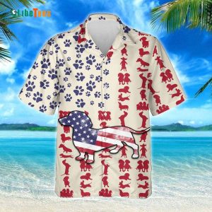 Dachshund American Flag, Dog Hawaiian Shirt