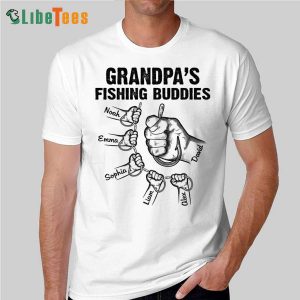 Dad Grandpa Fishing Buddies Simple Hands, Personalized T Shirts For Dad, Best Gifts For Dad