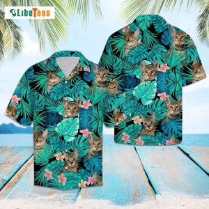 Domestic Cat Tropical Jungle, Cat Hawaiian Shirt