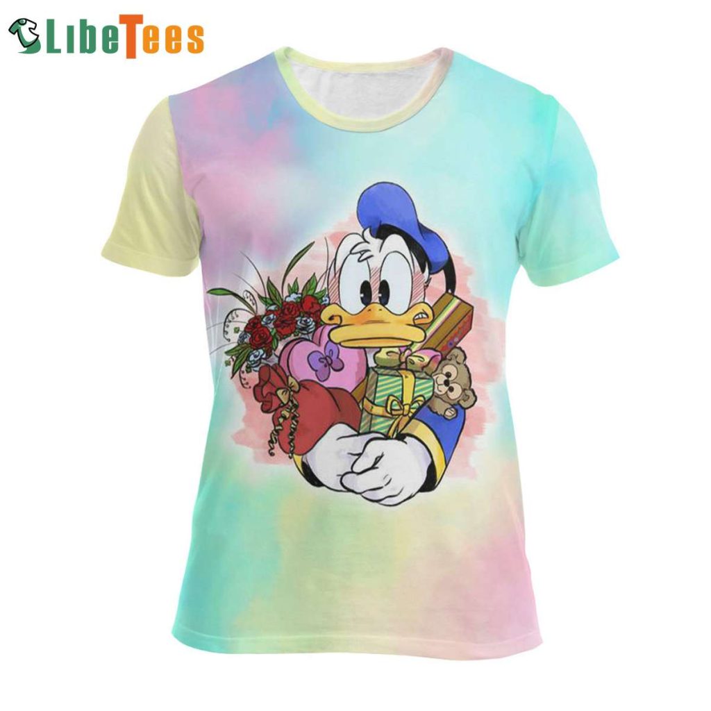 Donald Duck With Gifts And Flowers Disney 3D T-shirt