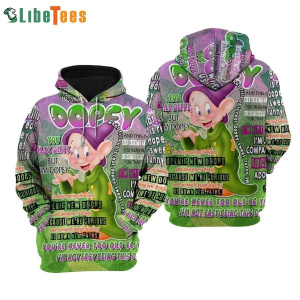 Dopey Dwarf Punk Words Disney 3D Hoodie, Gifts For Disney Lovers