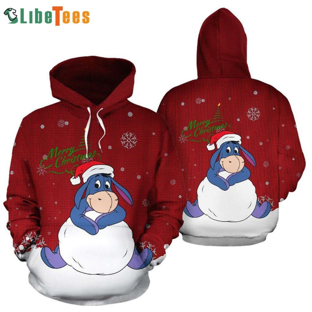 Eeyore Christmas Pattern Disney 3D Hoodie, Gifts For Disney Lovers